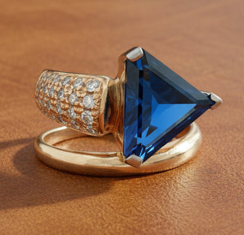 Estate No Heat 3.88 ct Sapphire & Diamond Platinum/18 K Yellow Gold Ring 15722