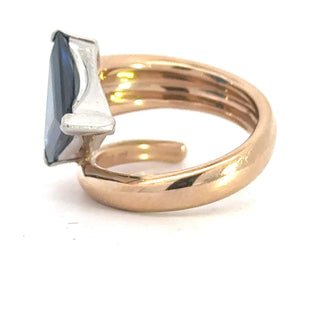Estate No Heat 3.88 ct Sapphire & Diamond Platinum/18 K Yellow Gold Ring 15722 — scale view