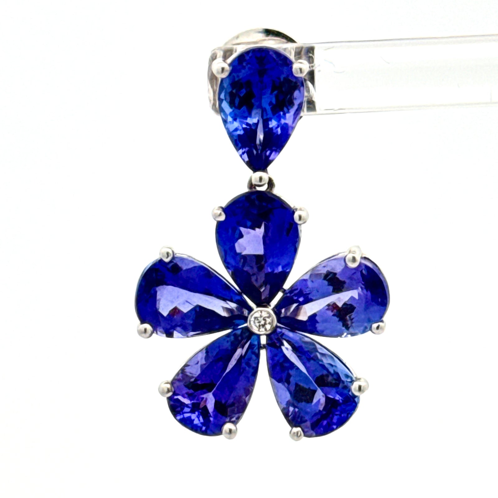 Estate 2000's Tanzanite and Diamond Cluster Flower Earrings — side view