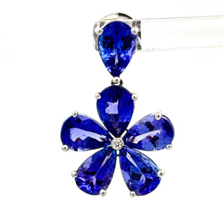 Estate 2000's Tanzanite and Diamond Cluster Flower Earrings — side view