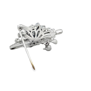 Estate Color Change Alexandrite and Diamond 18K White Gold Butterfly Pendant/Brooch — scale view