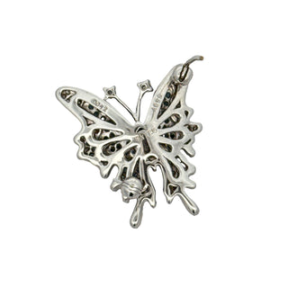 Estate Color Change Alexandrite and Diamond 18K White Gold Butterfly Pendant/Brooch — reverse view
