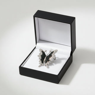 Estate Color Change Alexandrite and Diamond 18K White Gold Butterfly Pendant/Brooch — side view