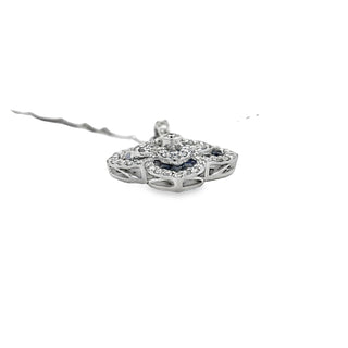 Estate Sapphire and Diamond 14Kt White Gold Necklace — detail view