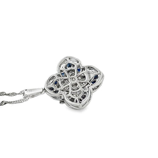 Estate Sapphire and Diamond 14Kt White Gold Necklace — scale view