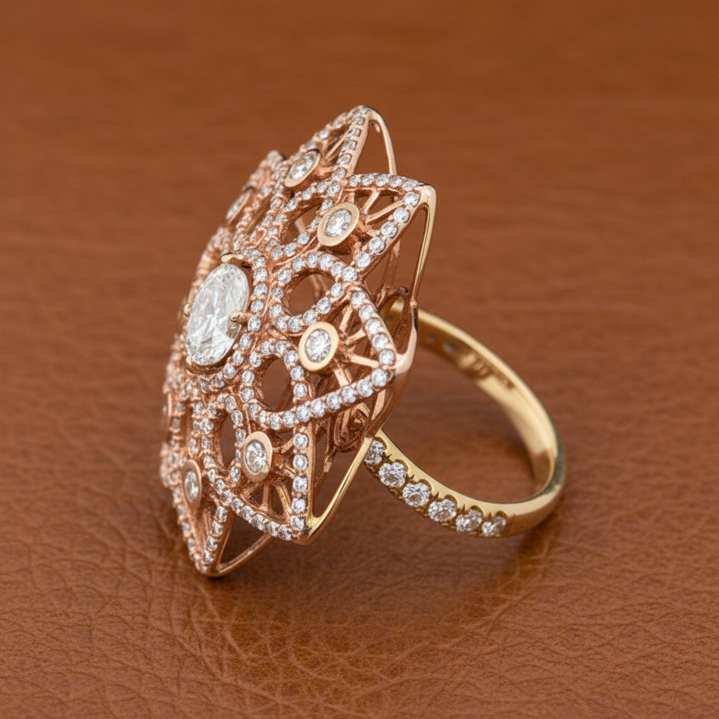 Estate Custom Made 6.00 ctw Diamond 18K Rose Gold Ring