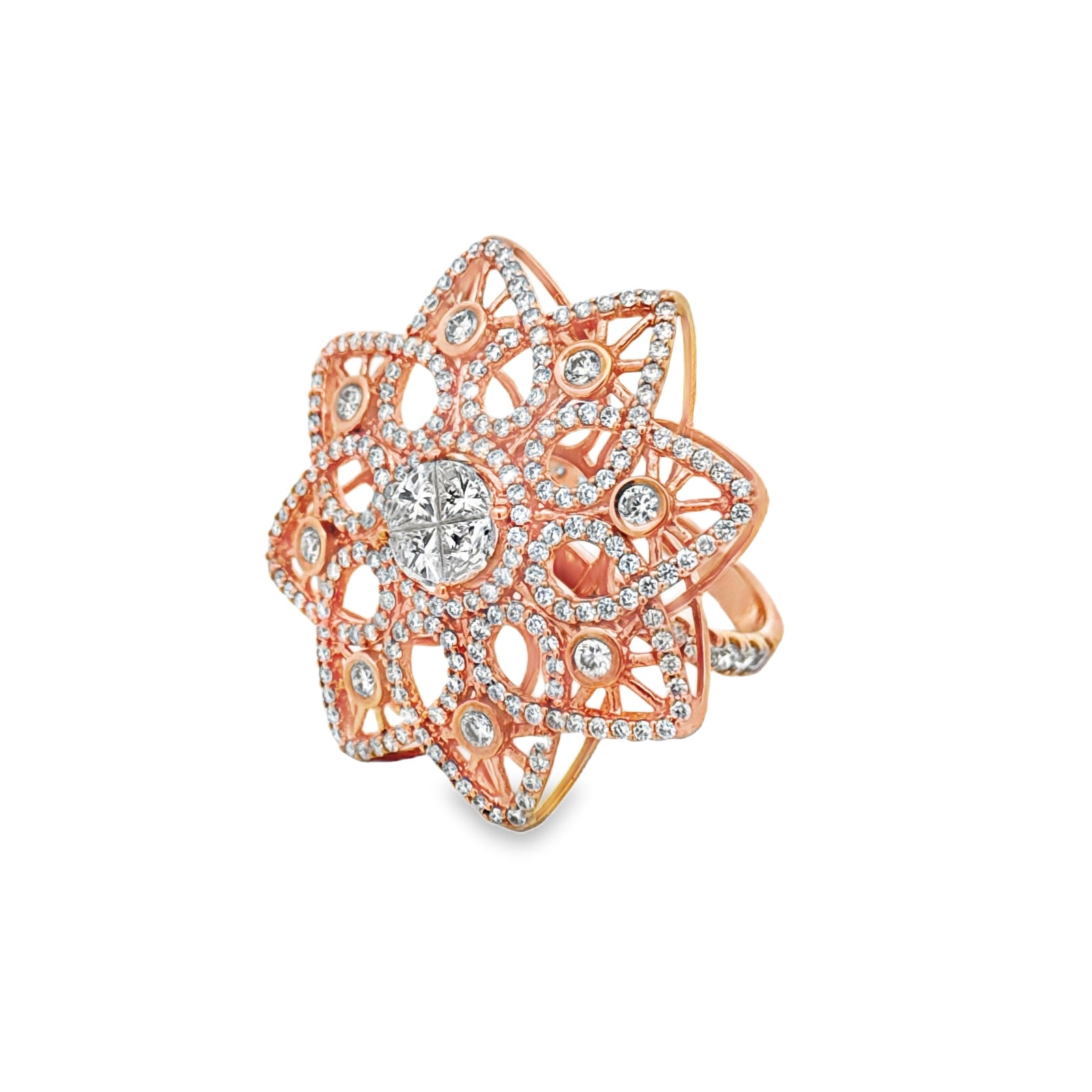 Estate Custom Made 6.00 ctw Diamond 18K Rose Gold Ring — side view