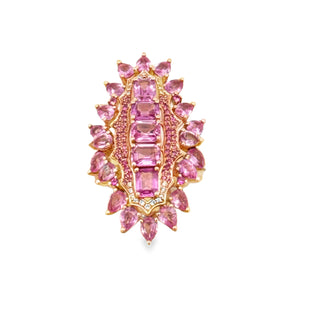 Estate 6.50ctw Pink Sapphire and Diamond 14K Rose Gold Ring — scale view