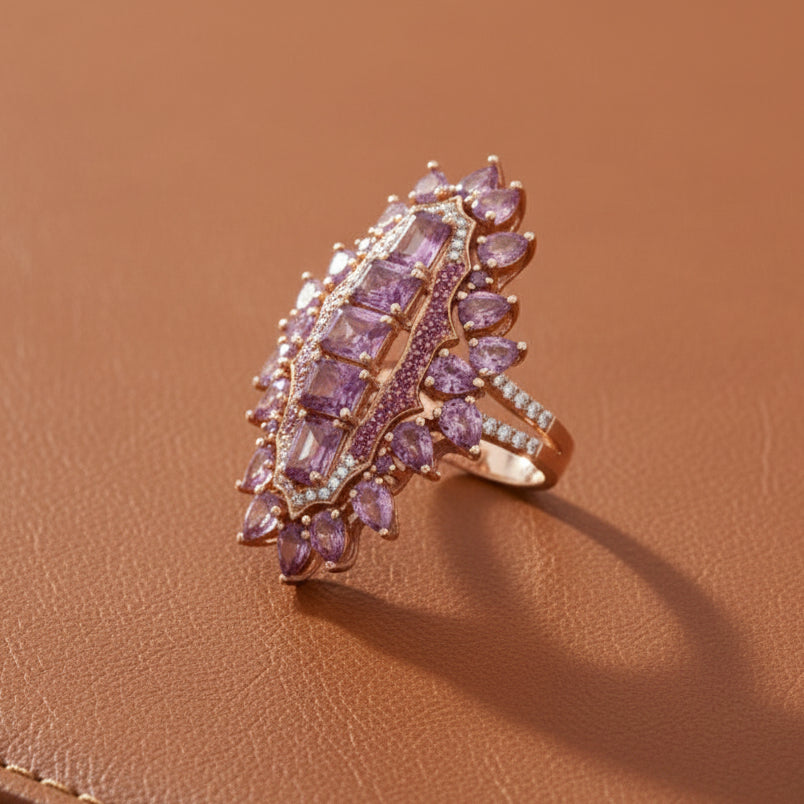 Estate 6.50ctw Pink Sapphire and Diamond 14K Rose Gold Ring