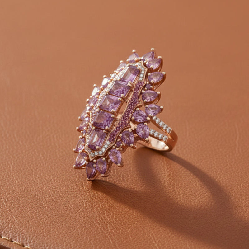 Estate 6.50ctw Pink Sapphire and Diamond 14K Rose Gold Ring