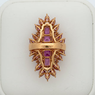 Estate 6.50ctw Pink Sapphire and Diamond 14K Rose Gold Ring — reverse view