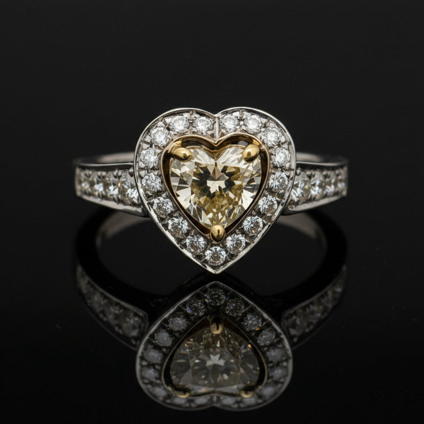 Estate Yellow and White Diamond 14K/18K Gold Ring