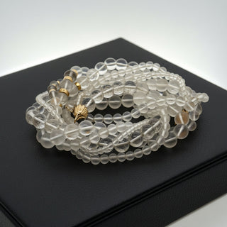 Estate Rock Crystal Multi Strand and 14K Yellow Gold Necklace — detail view