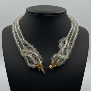 Estate Rock Crystal Multi Strand and 14K Yellow Gold Necklace — scale view