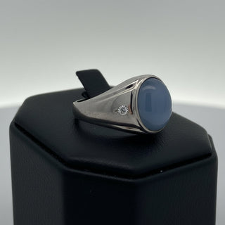 Estate Natural Sri Lankan 12.50ct Blue Star Sapphire 14K White Gold Ring — reverse view