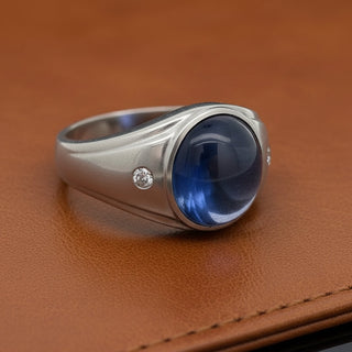 Estate jewelry — Estate Natural Sri Lankan 12.50ct Blue Star Sapphire 14K White Gold Ring