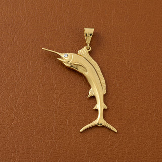 Estate "The Marlin" Diamond and 14Kt Yellow Gold Pendant