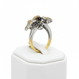 Estate Designer Natural Fancy Brown Diamond and Tsavorite, Yellow Sapphire 18K White Gold Ring. — detail view