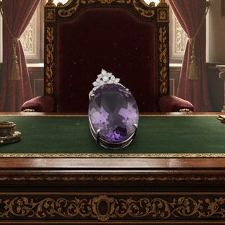 Estate Custom Made 58.41ct Amethyst and Diamond 18K White Gold Pendant — side view