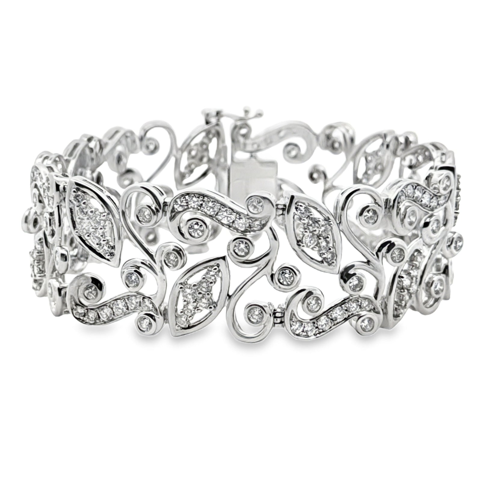 Estate Designer AV 7.45ctw Diamond 14Kt White Gold Bracelet — detail view