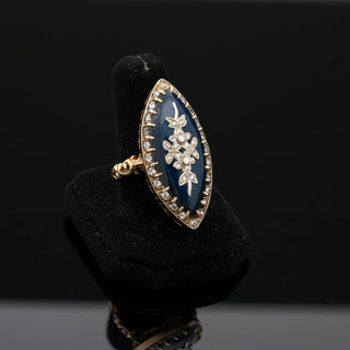 Estate Chalcedony & Diamond 14K Yellow & White Gold Ring — side view