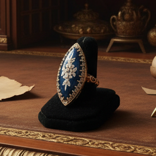 Estate Chalcedony & Diamond 14K Yellow & White Gold Ring