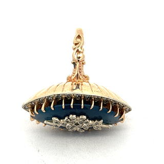 Estate Chalcedony & Diamond 14K Yellow & White Gold Ring — reverse view