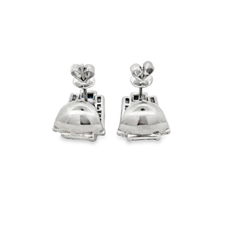 Estate Italian Designer Marchisio French Cut Sapphire and Diamond 18K White Gold Earrings — scale view