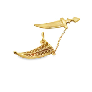 Estate Uno A Erre Italia Coltello Pendant 18K Yellow Gold 3.67g — alternate view