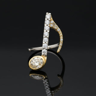 Estate Rock N' Roll Musical Note Natural Fancy Yellow and White 14K Ring — side view