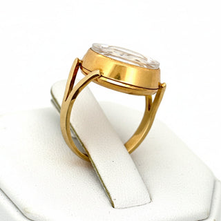 Estate Gigandent 18K Yellow Gold Ring/Watch 7.84g — reverse view