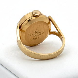 Estate Gigandent 18K Yellow Gold Ring/Watch 7.84g — detail view