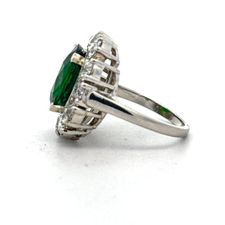 Estate Fine Tourmaline and Diamond Platinum Ring — reverse view