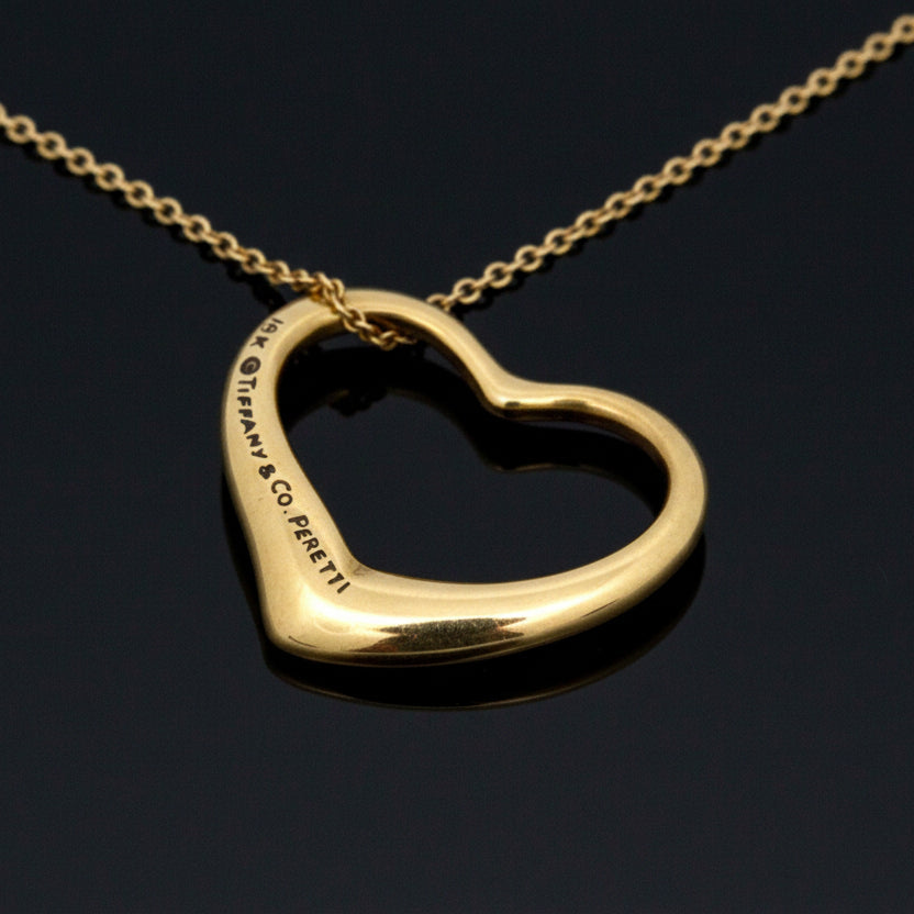 Estate Tiffany & Co. By Elsa Peretti 18k Yellow Gold Heart Necklace — side view
