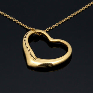 Estate Tiffany & Co. By Elsa Peretti 18k Yellow Gold Heart Necklace — side view
