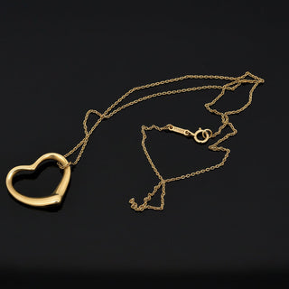 Estate Tiffany & Co. By Elsa Peretti 18k Yellow Gold Heart Necklace — scale view