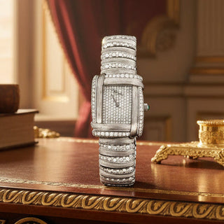 Estate Vintage 1990's "Sabi" Henry Dunay 6.50cttw. Diamond Ladies Watch 18K White Gold — reverse view