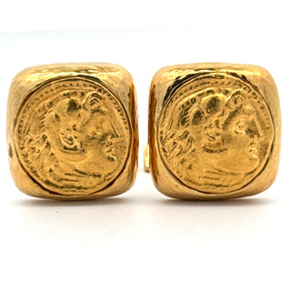 Estate David Webb Roman/Ancient 18K Yellow Coin Cuff Links — scale view