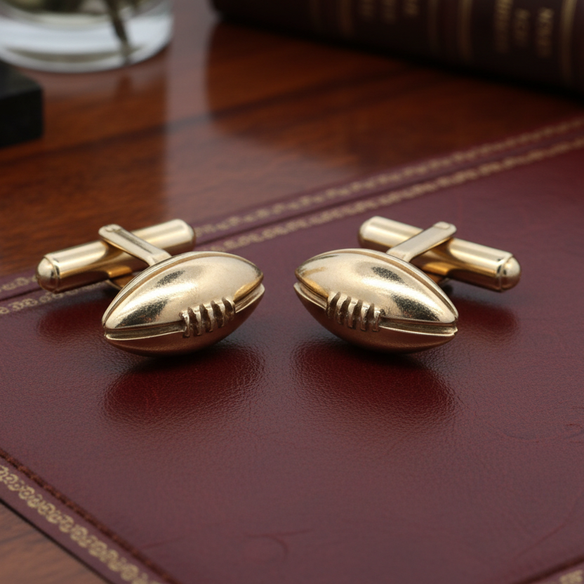 Football Executive Estate Tiffany & Co 14kt Yellow Gold Cuff Links — detail view