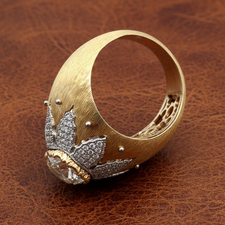 Estate Italian Style 3.35cttw Diamond 18kt Yellow and White Gold Ring — reverse view