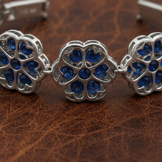 Designer Sapphire and Diamond 18K White Gold Bracelet — scale view