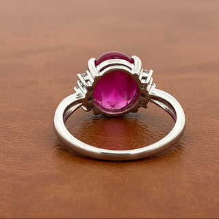 Estate Mid Century Ruby and Diamond Platinum Ring — scale view