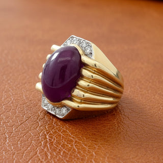 Estate Modern 20ct Ruby and Diamond 18KT White and Yellow Gold Ring — side view