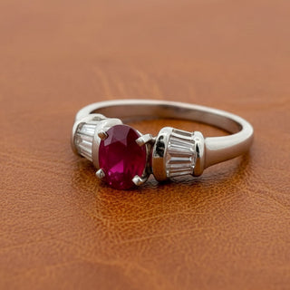 Estate Modern Ruby and Diamond Platinum Ring