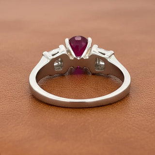 Estate Modern Ruby and Diamond Platinum Ring — side view