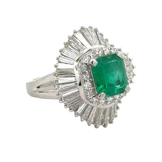 Estate Modern Fine Colombia Emerald (GIA) and Diamond Platinum Ring — alternate view