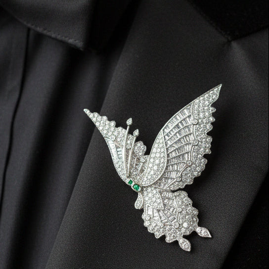 Estate Modern 7.75ctw Diamond Articulating Butterfly 18k White Gold