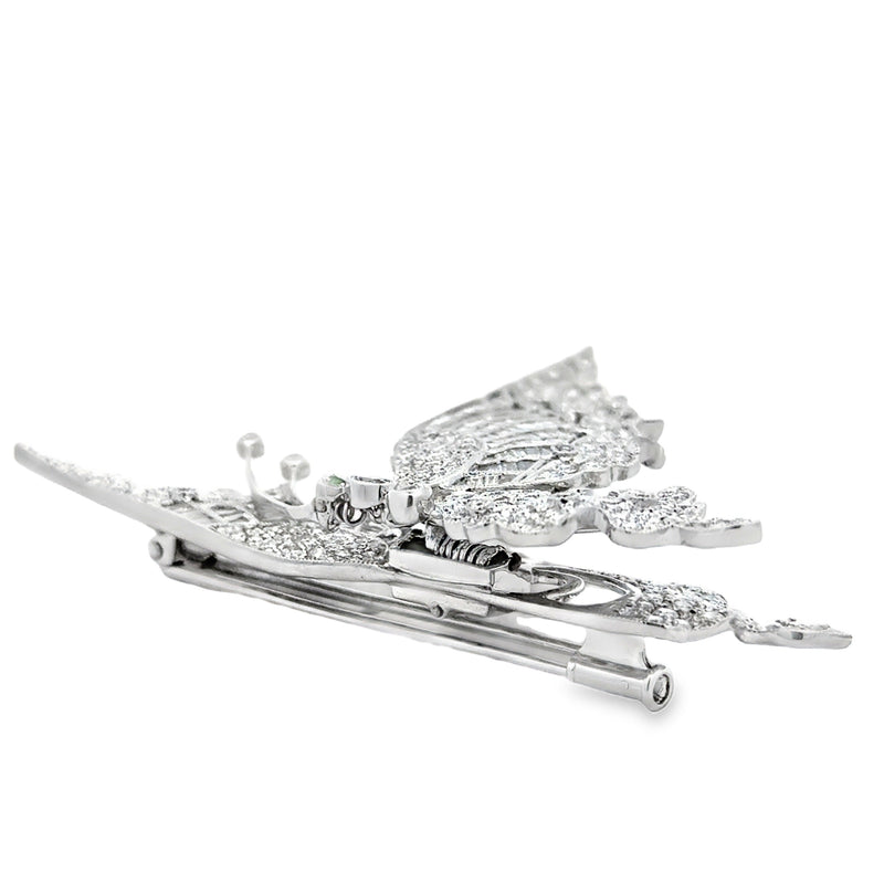 Estate Modern 7.75ctw Diamond Articulating Butterfly 18k White Gold — detail view
