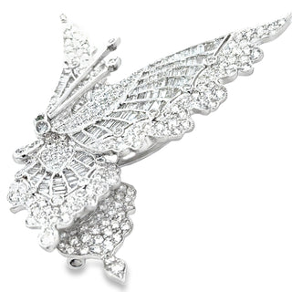 Estate Modern 7.75ctw Diamond Articulating Butterfly 18k White Gold — reverse view