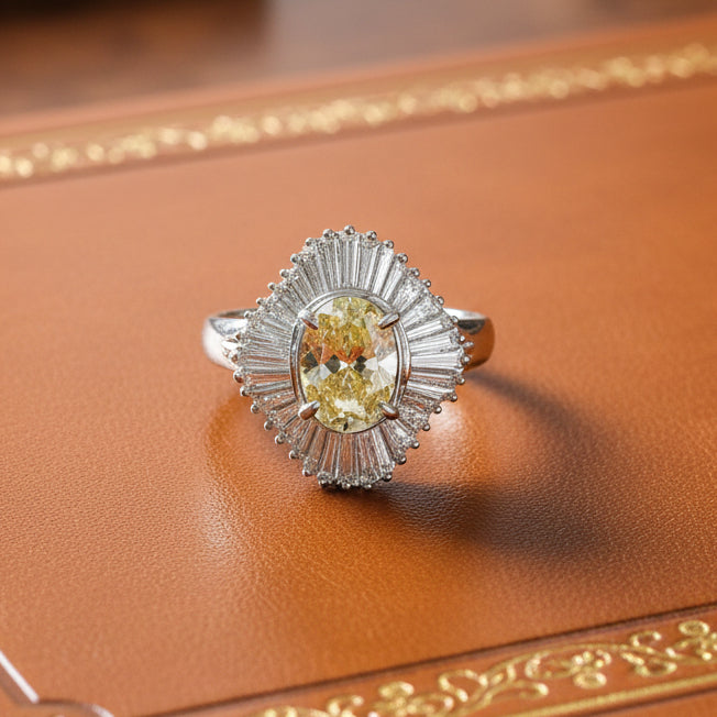 Estate Modern 1.96ct Natural Light Fancy (Center) Diamond Platinum Ring